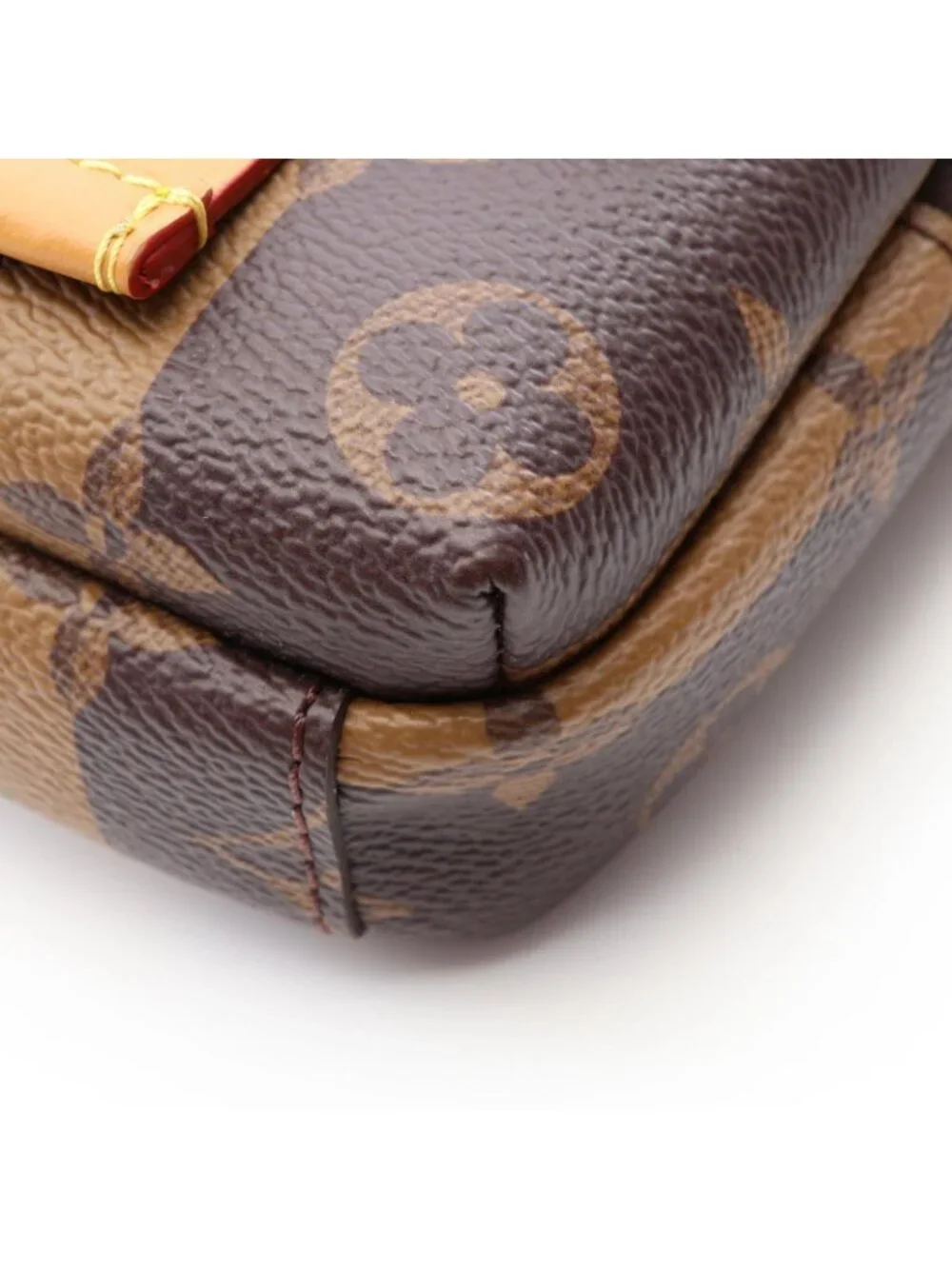Louis Vuitton Shoulder Bag Double Phone Pouch Monogram Stripe Canvas Leather LV